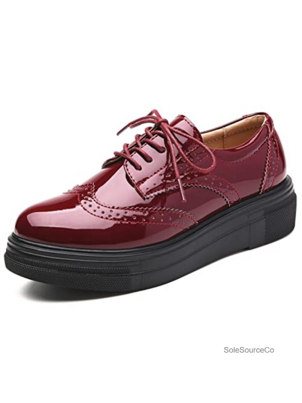 Womens Platform Lace-Up Wingtip Oxfords Brogues